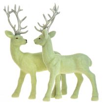 Artikel Deer Deco Rengrön Grå kalvflockad 20 cm Set om 2