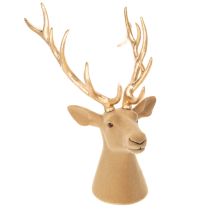 Artikel Dekorativ hjorthuvudskulptur med stora horn, 52 cm