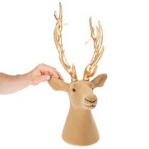 Artikel Dekorativ hjorthuvudskulptur med stora horn, 52 cm