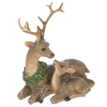 Artikel Dekorativ figur av en hjortfamilj med snö som vinterdekoration, 17 cm