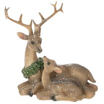 Artikel Dekorativ figur av en hjortfamilj med snö som vinterdekoration, 17 cm