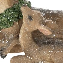 Artikel Dekorativ figur av en hjortfamilj med snö som vinterdekoration, 17 cm