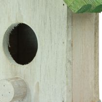Artikel Hängdekoration fågelholk trä grön vit 14,5×7,5×17,5cm