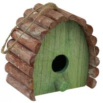 Artikel Hängande dekoration fågelholk med runt tak trä grön brun 16,5×10×17cm