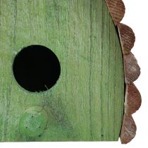 Artikel Hängande dekorationsfågelholk med runt tak trä grön brun 16,5×10×17cm