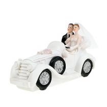 Bröllopsfigur brud och brudgum i en cabriolet 15cm
