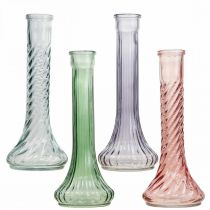 Hög glasvas blomvaser vintage färgade Ø10cm H23cm 4st