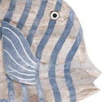 Träfisk deco stor, randig deco fisk stående H30cm