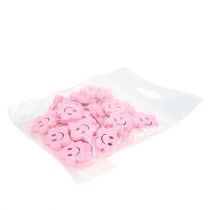 Artikel Träblomma med ansikte rosa 2,5cm 48 st