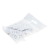 Artikel Träblomma med ansikte vit 2,5cm 48 st