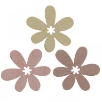 Träblommor sprider dekoration blommor trä beige/gul/rosa Ø4cm 72p