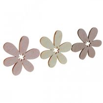 Träblommor sprider dekoration blommor trä beige/gul/rosa Ø4cm 72p