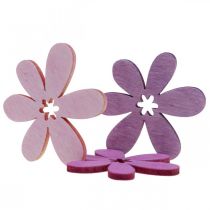 Träblommor sprider dekoration blommor trä lila/violett/rosa Ø4cm 72p