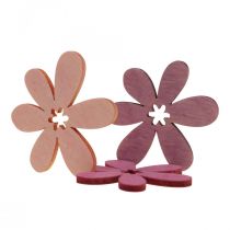 Träblommor sprider dekoration blommor trä lila/violett/rosa Ø2cm 144p