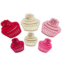 Artikel Träcupcakes bordsdekoration pastellfärger muffins födelsedagsdekoration 24 st