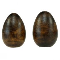 Artikel Träägg brunt mangoträ Påskägg av trä H9,5–10cm 2st