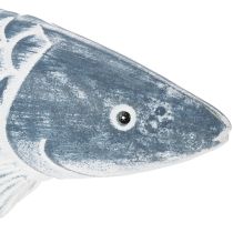 Artikel Träfisk i blått och vitt, fiskdekoration, trämjöl, 35 cm, 1 styck