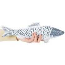 Artikel Träfisk i blått och vitt, fiskdekoration, trämjöl, 35 cm, 1 styck