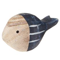 Artikel Träfisk Maritim Bordsdekoration Natur Blå Vit 8-9cm 8 st