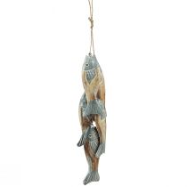 Artikel Träfisk silvergrå hängare med 5 fiskar trä 15cm