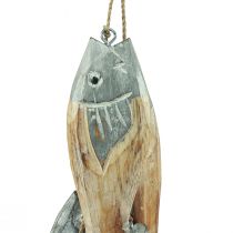 Artikel Träfisk silvergrå hängare med 5 fiskar trä 15cm