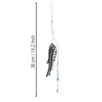 Artikel Träfiskhängare, blå, 36 cm, 4 stycken