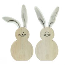 Artikel Träkanin med rörliga öron brunvit 11,5×27cm 2 st