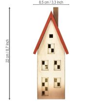 Artikel Trähusdekorationsljus naturröd för batteri 8,5×6,5×22 cm
