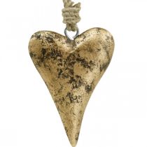 Trä hjärta guld effekt, Alla hjärtans dag, bröllop dekoration 10 × 7 cm