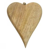 Trä hjärta deco hängare hjärta trä dekoration för att hänga natur 26cm