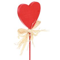 Artikel Trähjärtan dekorativa pluggar hjärtan med nyckelpigor röd 4cm 16 st