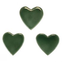 Trähjärtan dekorativa hjärtan grönt blankt trä 4,5cm 8st
