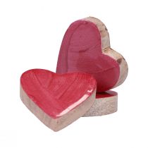 Trähjärtan dekorativa hjärtan rosa glänsande spridd dekoration 4,5cm 8st