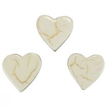 Artikel Trähjärtan dekorativa hjärtan vitguld glans sprakande 4,5cm 8st