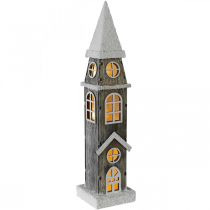 Artikel Ljustorn av trä Steeple Christmas Church H45cm