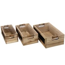Artikel Trälåda med griffeltavla för märkning, set om 3, 36 cm