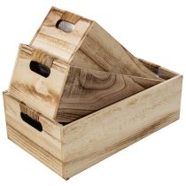 Artikel Trälåda med griffeltavla för märkning, set om 3, 36 cm