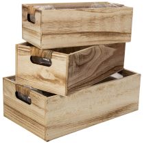 Artikel Trälåda med griffeltavla för märkning, set om 3, 36 cm
