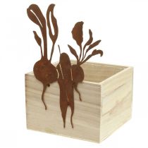 Växtlåda trä med rostdekor grönsakscachepott 17×17×12cm