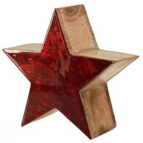 Artikel Trästjärna naturlig röd stjärndekoration av mangoträ Ø24x10cm