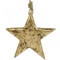 Artikel Stjärna att hänga, trädekoration med guldeffekt, advent 14cm × 14cm