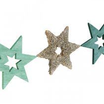 Artikel Strödekoration trästjärna grön, glitter julstjärna mix 4cm 72 st
