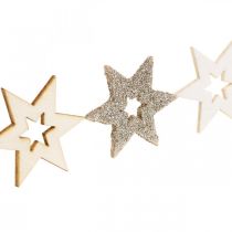 Artikel Scattered wood star natural, glitter, white 4cm diverse 72st