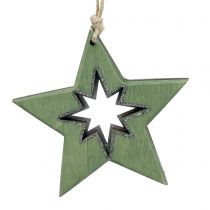 Artikel Trästjärna med motiv grön 11cm 6st