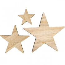 Trästjärnor deco strössel julnatur 3/5/7cm 29p