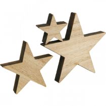 Trästjärnor deco strössel julnatur 3/5/7cm 29p