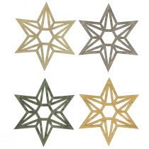Artikel Trästjärnor Juldekoration trädekoration stjärnor grön 8cm 16 st