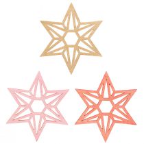 Artikel Trästjärnor Juldekoration trästjärnor orange 8cm 16 st