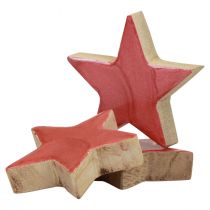 Artikel Trästjärndekoration Juldekoration stjärnor rosa glans Ø5cm 8st