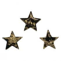Artikel Trästjärnor jul svart guld glans Ø5cm 8 st